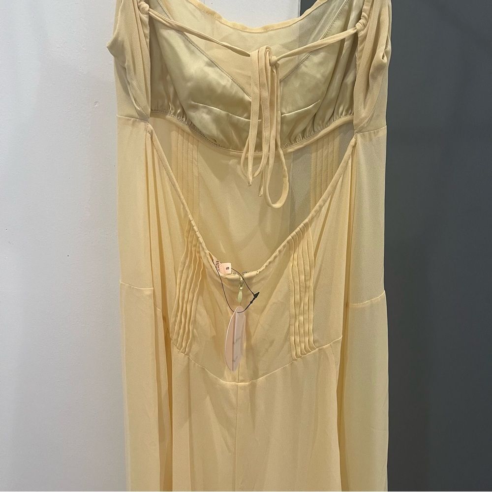 NWT Camila Coelho Maxi Dress Butter Yellow Sheer Dia Slip Wedding Guest size S - Picture 4 of 10